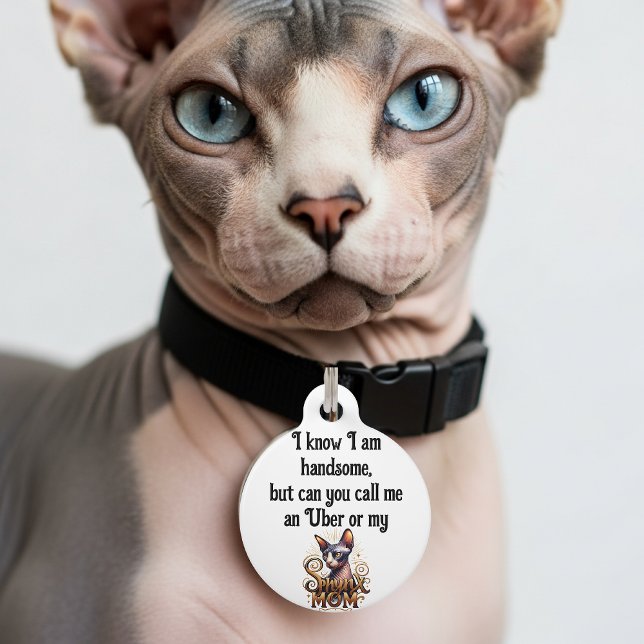 Médaillon Pour Animaux Chat Sphynx Drôle  (Funny Cat ID tag sphynx cats)