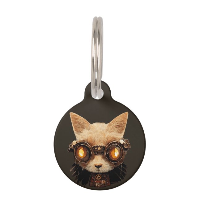Médaillon Pour Animaux Chat Steampunk Gothique Retro Kitty Portrait (Devant)