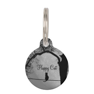 Médaillon Pour Animaux Chat sur un fil Pleine lune propriétaire ID d'info