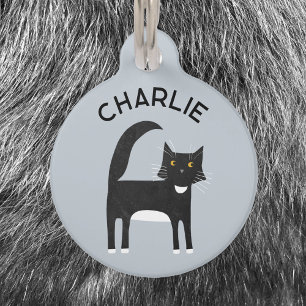Médaillon Pour Animaux Chat Tuxedo Blanc Noir Personnalisé