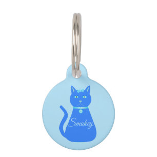 Médaillon Pour Animaux Chaton bleu mignon garçon personnalisé