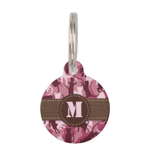 Médaillon Pour Animaux Chats Camouflage Rose