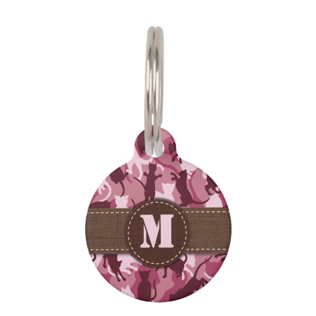 Médaillon Pour Animaux Chats Camouflage Rose (Devant)
