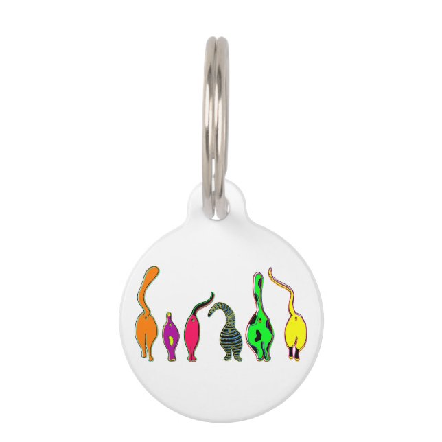 Médaillon Pour Animaux Chats Colorés Fessus (Devant)