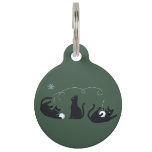 Médaillon Pour Animaux Chats noirs hiver mignon Noël hiver