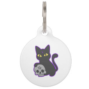 Médaillon Pour Animaux Chatte magique au crâne fantôme - Choisir la cou