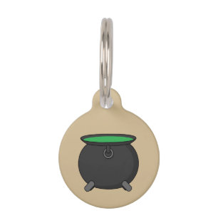 Médaillon Pour Animaux Chaudron de Sorcière   Ajouter un nom