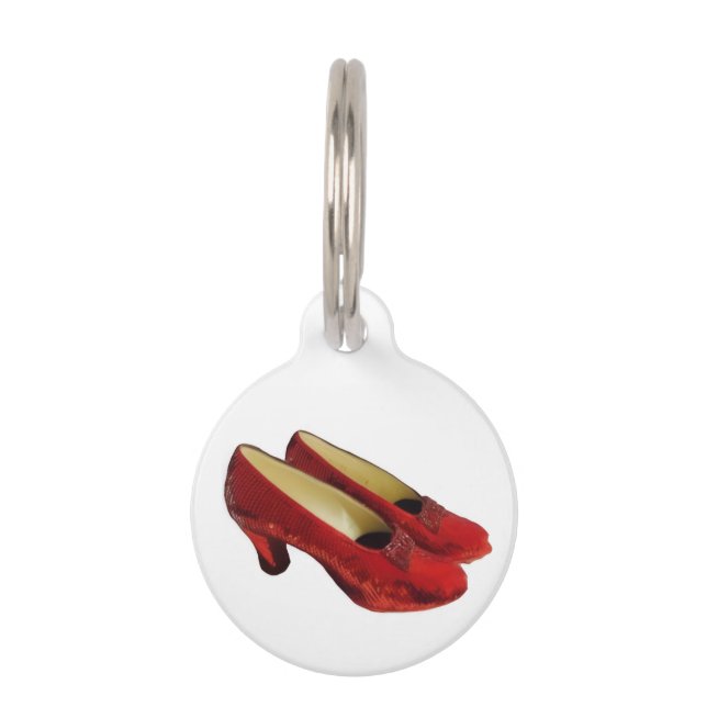 Médaillon Pour Animaux Chaussures Pantoufles Rouge Rubis Étiquette Ronde  (Devant)