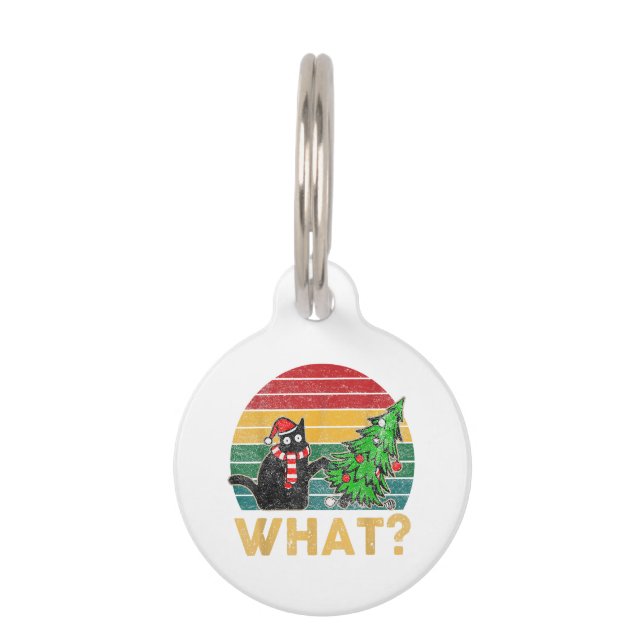 Médaillon Pour Animaux Chemise de Noël drôle de pull moche Chat vilain Sa (Devant)