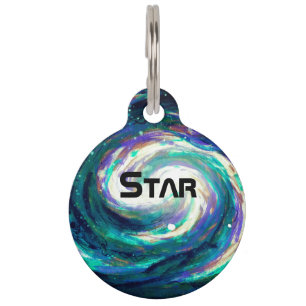 Médaillon Pour Animaux Chemise Galaxy peinte à la main