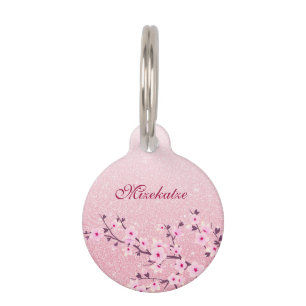 Médaillon Pour Animaux Cherry Blossoms Parties scintillant rose Personnal