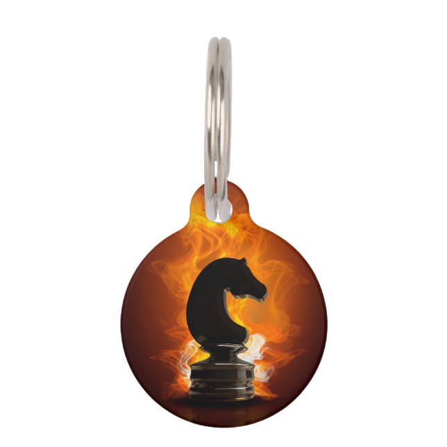 Médaillon Pour Animaux Chevalier d'échecs en flammes (Devant)