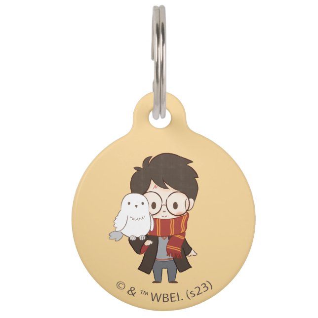 Médaillon Pour Animaux Chibi HARRY POTTER™ & Hedwig (Devant)