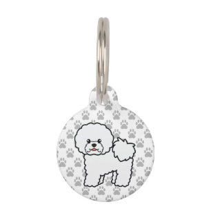 Médaillon Pour Animaux Chien Bichon Frise de dessin animé blanc mignon et