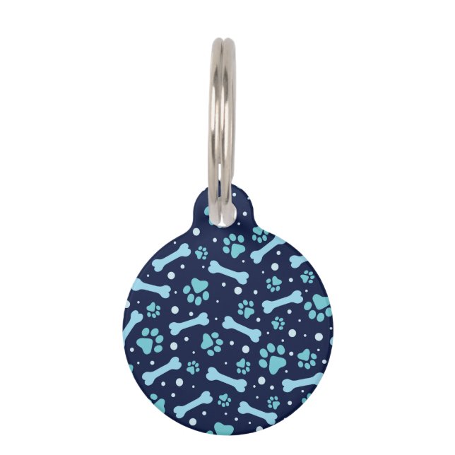 Médaillon Pour Animaux Chien bleu personnalisé Bones Chien Paws Chien (Devant)