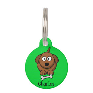 Médaillon Pour Animaux Chien Brown avec os personnalisé sur vert