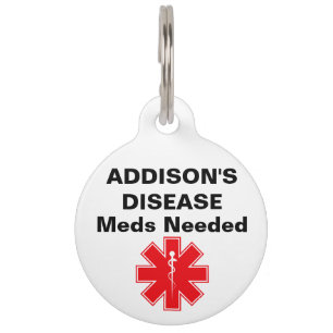 Médaillon Pour Animaux Chien Chat Alerte Maladie d'Addison Personnalisée