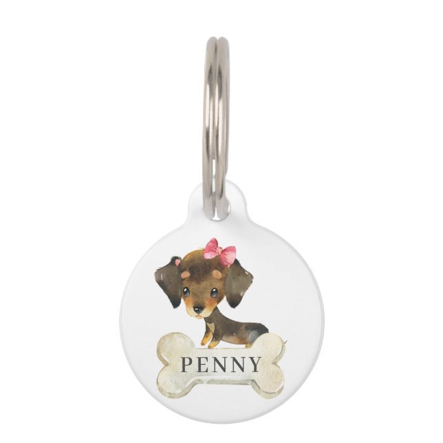 Médaillon Pour Animaux Chien chiot de Dachshund (Devant)