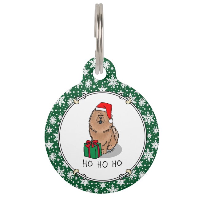 Médaillon Pour Animaux Chien Chow Chow Chow de Noël (cannelle) mignonne (Devant)