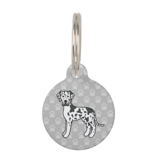 Médaillon Pour Animaux Chien de Bande Dessinée Grand Danois Arlequin Avec