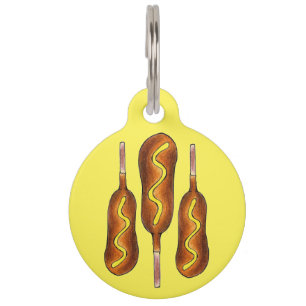 Médaillon Pour Animaux Chien de Corn Corndog avec Mustard State Fair Foin