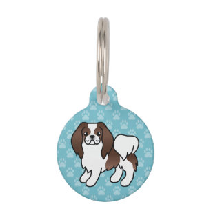 Médaillon Pour Animaux Chien de dessin animé japonais Chin brun et blanc