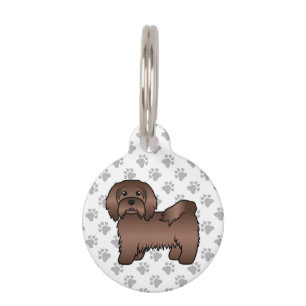 Médaillon Pour Animaux Chien de dessin animé mignon Havanais au chocolat