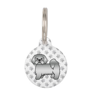 Médaillon Pour Animaux Chien de dessin animé mignon Lhasa Apso argenté &