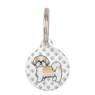 Médaillon Pour Animaux Chien de dessin animé Shih Tzu or et blanc & infos