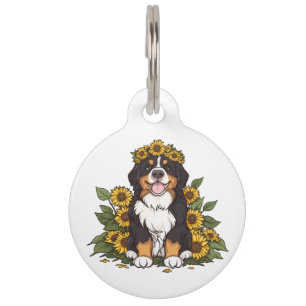 Médaillon Pour Animaux Chien de montagne bernois mignon portant la couron