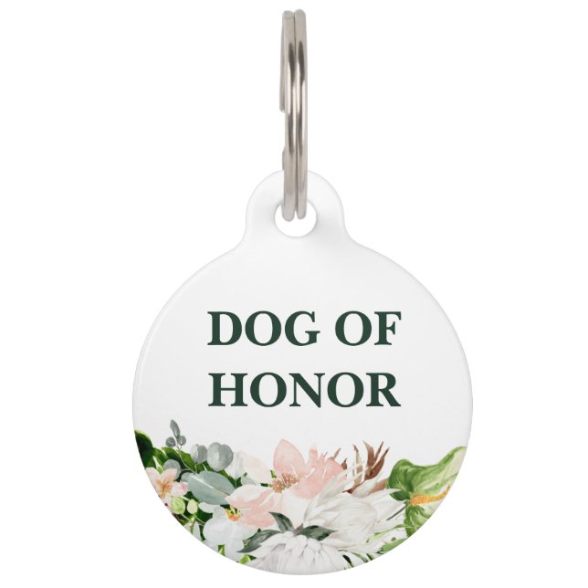 Médaillon Pour Animaux Chien d'honneur | Chien floral en Mariage (Devant)