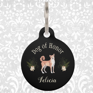 Médaillon Pour Animaux Chien d'honneur crème et Mariage noir