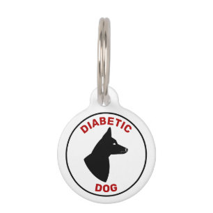 Médaillon Pour Animaux Chien Diabétique En Texte Rouge Avec Chien Avec Or