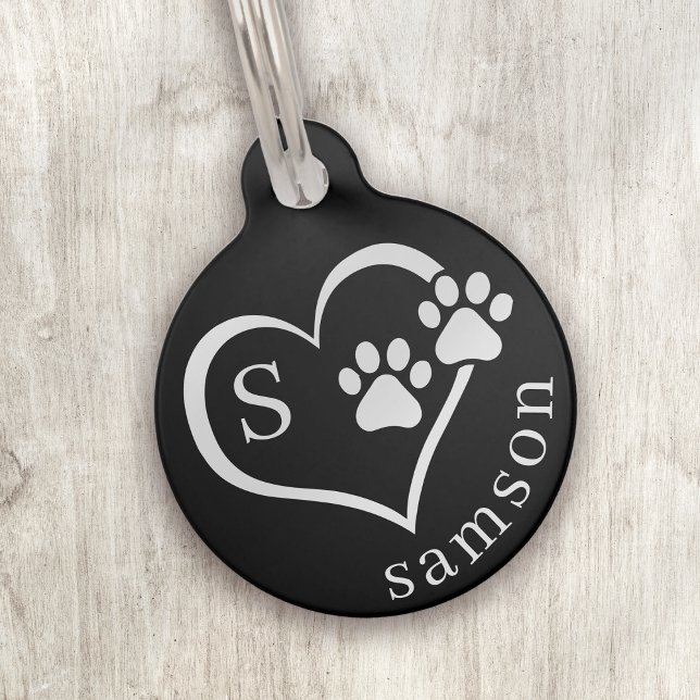 Médaillon Pour Animaux Chien Empreinte de patte de monogramme personnalis (Créateur téléchargé)