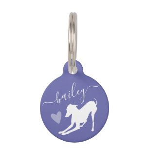 Médaillon Pour Animaux Chien gris italien Silhouette Nom Périwinkle
