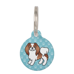 Médaillon Pour Animaux Chien Japonais Chin Cartoon Rouge Et Blanc