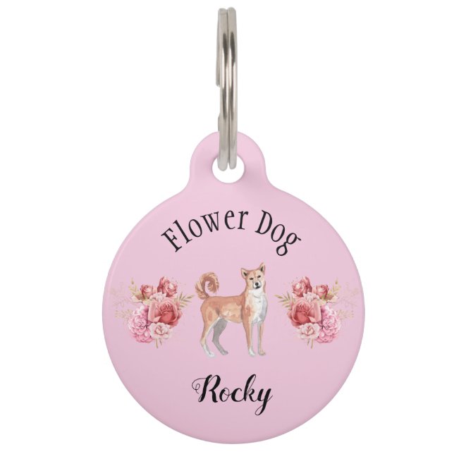 Médaillon Pour Animaux Chien Mariage rose Charming Shibu Inu (Devant)