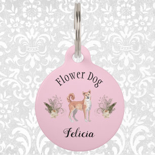 Médaillon Pour Animaux Chien Mariage rose Charming Shibu Inu