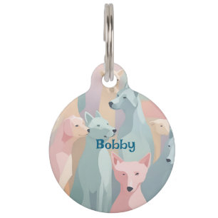 Médaillon Pour Animaux Chien Motif Pastel couleurs minimaliste illustrati