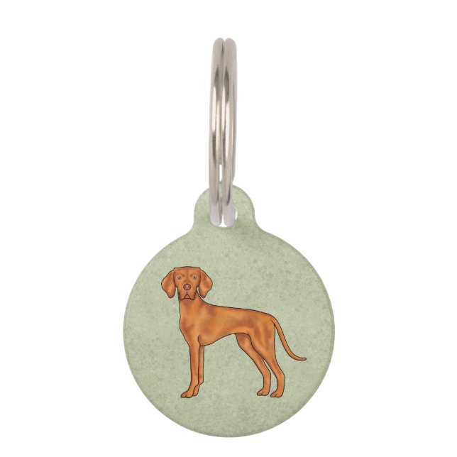 Médaillon Pour Animaux Chien Pointer Mignon Braque Hongrois Debout Vert (Devant)