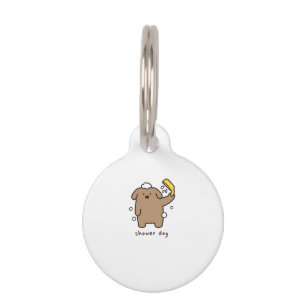Médaillon Pour Animaux Chien sous la douche Brun Caniche Bain Temps Kawai