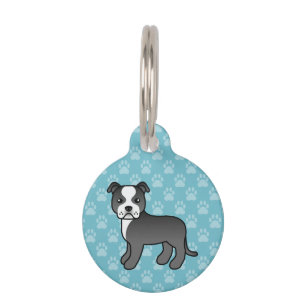 Médaillon Pour Animaux Chien Staffordshire Bull Terrier noir et blanc