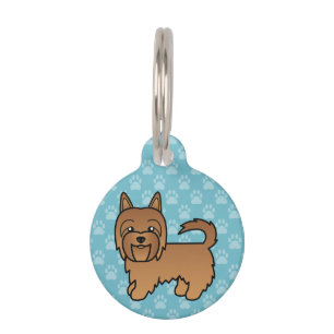 Médaillon Pour Animaux Chien Terrier Australien Rouge Et Nom & Numéro de 