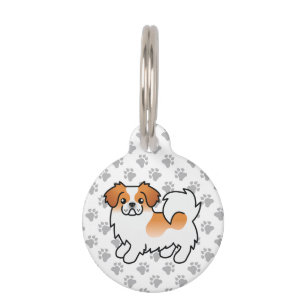Médaillon Pour Animaux Chien tibétain spaniel parti-couleur rouge et info