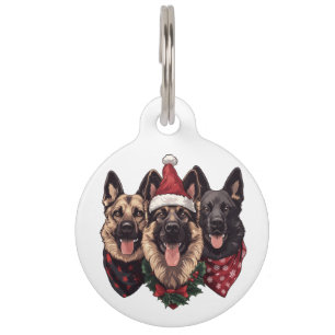Médaillon Pour Animaux Chiens bergers allemands de Noël