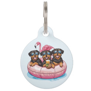 Médaillon Pour Animaux Chiens de Flamant rose de la piscine d'été Rottwei