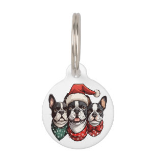 Médaillon Pour Animaux Chiens de Noël Boston Terrier