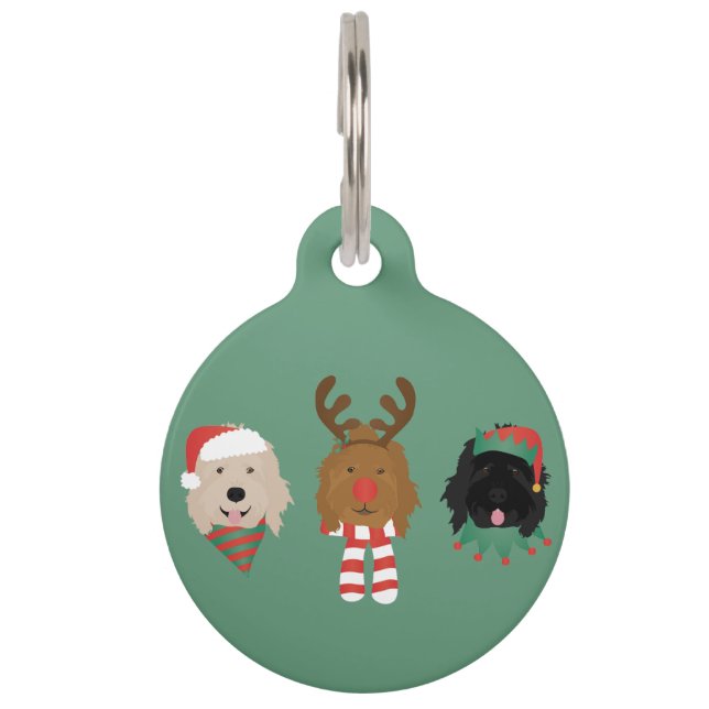 Médaillon Pour Animaux Chiens de Noël Goldendoodle (Devant)