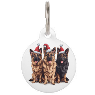 Médaillon Pour Animaux Chiens de Père Noël, berger allemand de Noël