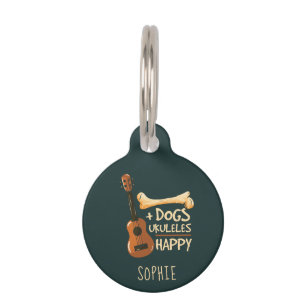 Médaillon Pour Animaux Chiens et Ukulélés Me Rendent Heureux Personnalisé